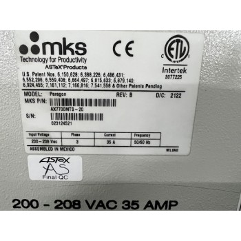 MKS AX7700MTS-20 Paragon F* RPS Remote Plasma Source